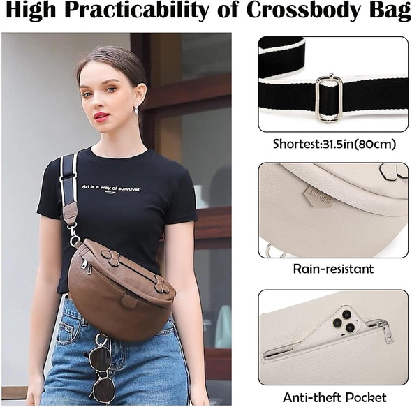 Crossbody Bags for Women - Fashion Sling Purse Shoulder Bag Fanny Pack Leather Causal Chest Bum Bag Cross Body Purse