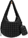 Puffer Tote Bag for Women Quilted Tote Bag Large Crossbody Bag Puffy Bag Lightweight Carryall Bag for Women