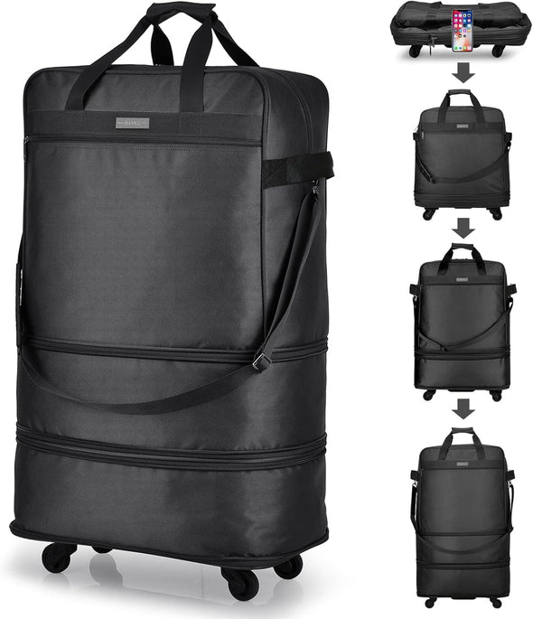 Suitcases with Wheels Expandable Foldable Luggage Bag Suitcase Collapsible Rolling Travel Bag Duffel Bag for Men Women Lightweight Suitcases without Telescoping Handle