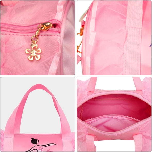 New in 2024 Cute Backpack Ballet Bag Kits Tutu Dress Dance Bag, Girls Personalized Waterproof Bag Ballerina Duffle Bag with Key Chain Cute Plush Hanging Pink Ball(Pink)