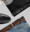 Men Belt 2Pack – Genuine Leather Belt for Men Dress Casual Golf Jeans 1 3/8"