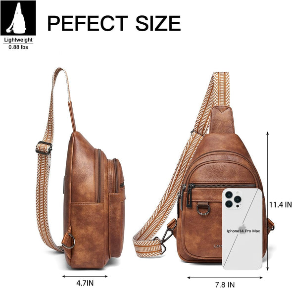 7L Sling Bag for Women Men Vegan Leather Crossbody Bags Fanny Pack Purse Backpack over Shoulder Bag Travel anti Theft