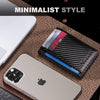 Front Pocket Minimalist Leather Slim Wallet RFID Blocking Carbon Fiber Texture