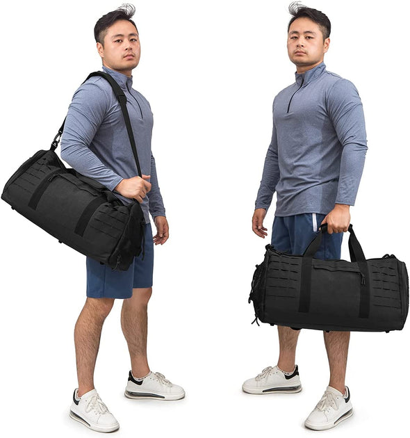 40L Military Tactical Duffle Bag for Men Sport Gym Fitness Tote Travel Training Workout with Shoe Compartment Basketball Football Weekender