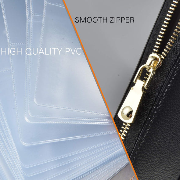 Credit Card Holder Wallet Womens Zipper Leather Case Purse RFID Blocking