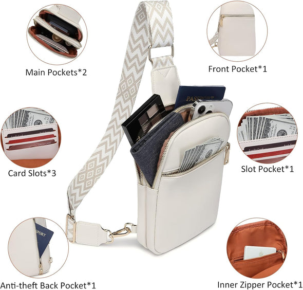 anti Theft Small Sling Bag for Women Cross Body Bag Trendy, RFID Fanny Packs Vegan Leather for Women Travel Belt Purse