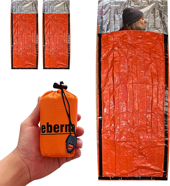 Emergency Sleeping Bag Survival Bag 2 Pack | Survival Sleeping Bag Emergency Sleeping Bags Emergency Bivy Sack | Portable Emergency Blanket Survival Gear Emergency Bivvy Thermal Sleeping Bag Camping