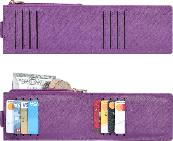 Women'S RFID Slim Card Holder Wallet: Thin Bifold with Multi-Card Case & Zipper Coin Pocket Purse (Deep Purple)