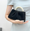 Evening Purse Women Small Pearl Handbags Soft Leather Ruched Bag Wedding Bridal Clutch Party Prom Crossbody Purses