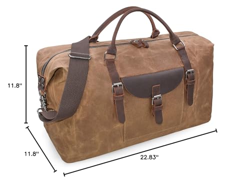 NEWHEY Leather Duffel Bag, Waterproof Weekend Travel bag