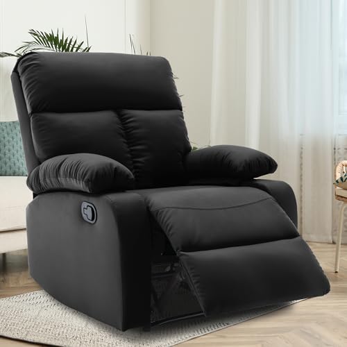 hzlagm Manual Small Faux Leather Recliner Chair,  Single Lazyboy Recliner Sofa