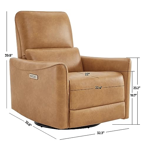 CHITA Power Recliner Swivel Chair, FSC Certified Faux Leather Reclining Sofa with Lumbar