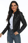 Fahsyee Black Leather Jackets for Women PU Motorcycle Biker Coat