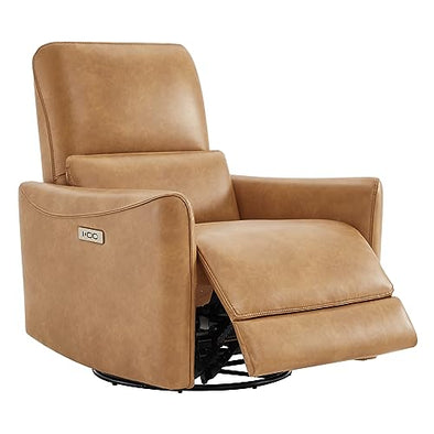 CHITA Power Recliner Swivel Chair, FSC Certified Faux Leather Reclining Sofa with Lumbar