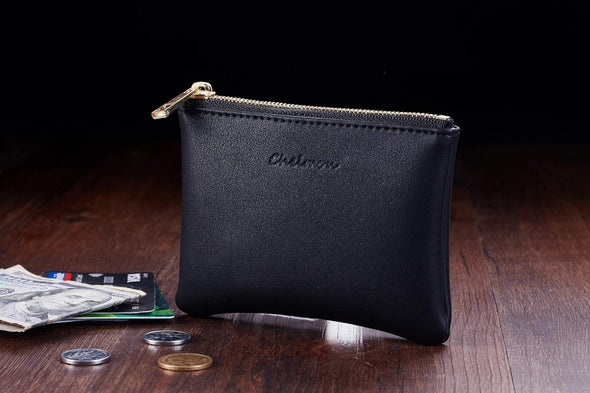 Vegan Leather Coin Purse Pouch Change Purse with Zipper for Men Women