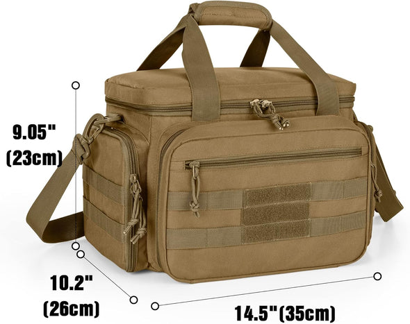 Tactical Gun Range Bag for 4 Handguns, Pistol Shooting Range Bag with 6X Magazine Slots and Extra Pockets for Ammo and Essentials