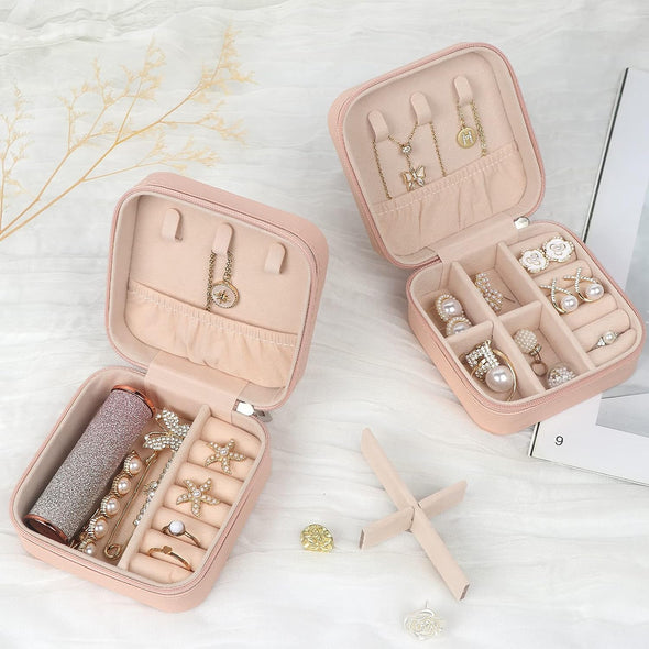 Travel Jewelry Case Small Jewelry Box Jewelry Organizer Storage Case Portable PU Leather Mini Jewelry Travel Case for Girls Womens Earring, Necklace, Rings,Bracelets