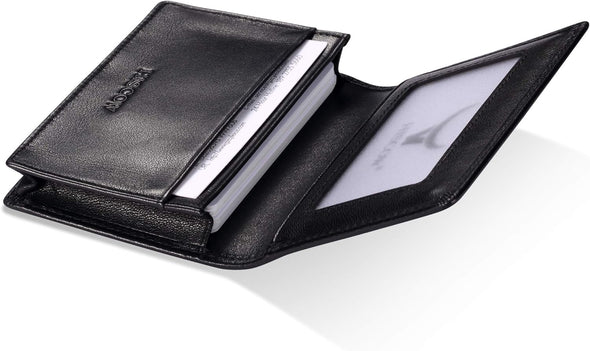 Leather Business Card Case Holder for Men & Women, Italian Calfskin