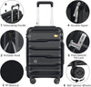 Carry on Luggage 22X14X9 Airline Approved, Hard Shell Suitcase with Spinner Wheels, PP Lightweight Luggages with TSA Lock, Carry-On Suitcases 20 Inch, Black