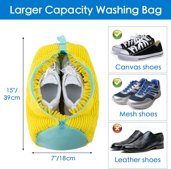 Shoe Washing Machine Bag, New Upgrade Cleaning Shoe Bag for Washing Machine, 2 Shoe Cleaning Bag, 2 Mesh Laundry Bag, Yellow