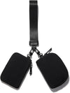 Mini Zip around Keychain Wristlet Wallets Small Portable Dual Pounch Wristlet Detachable Coin Purse Pocket Gifts for Women Travel Sports Outdoors (Black+ Black)