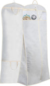 70" Bridal Wedding Gown Dress Garment Bag with Accessories Pouch Large Travel Garment Cover 8" Gusset (White)