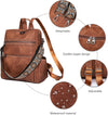 Backpack Purse for Women Leather Handbag Ladies Fashion Shoulder Bag Designer Convertible Travel Backpack Brown