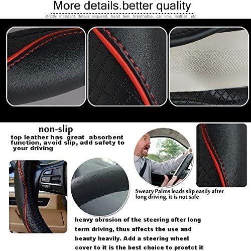 Rsept Car Full Surround Steering Wheel Cover, Anti-Slip, Heavy Duty, Sports Style - Black with Red line