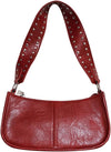 Shoulder Bags for Women Red Purse Burgundy Purse 90S Y2K Bag Studded Shoulder Crossbody Bag Trendy Leather Handbag