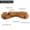 A Ainehome Sectional Sofa Couch for Living Room, Power Leather Recliner Sofa Set, Reclining Corner Sectional Sofa Set with Storage Console for Living Room（A-Ginger