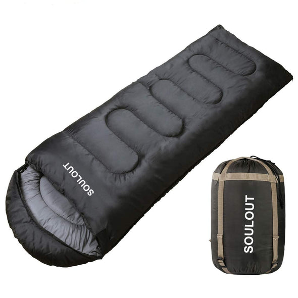 SOULOUT Warm Cold Weather Portable Waterproof Sleeping Bag with Compression Sack