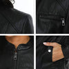 Fahsyee Black Leather Jackets for Women PU Motorcycle Biker Coat