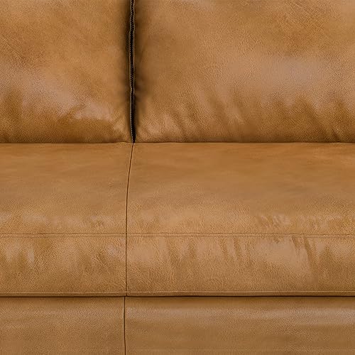 SIMPLIHOME Morrison Mid Century Full Grain Leather, Right Sectional 102 Inch Wide Sofa in Sienna Full Grain Leather, Pure - Aniline Leather, For the Living Room and Family Room