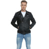 Fahsyee Mens Leather Jackets, Faux Bomber Jacket for Men, Motorcycle Zip-Up Biker Coat