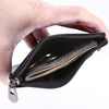 Slim Minimalist Zipper Credit Card Holder Leather Front Pocket Wallet with Keychain Ring Lanyard Strap