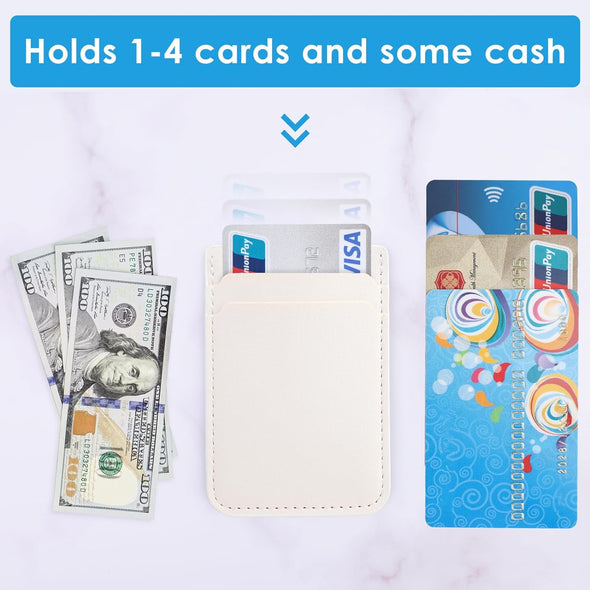 Phone Wallet Stick On,3Pack Phone Card Holder for Phone Case, Leather Credit Card Sticky Wallet Double Pocket Sticker Back of Iphone, Android, Samsung-Baby Blue,White,Black