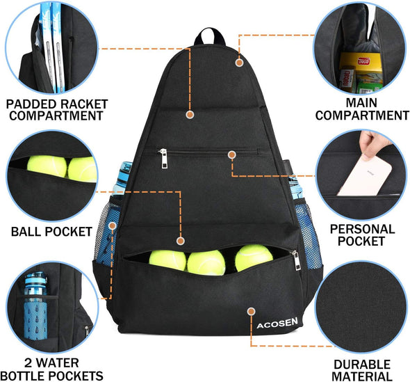 Tennis Bag Tennis Backpack - Large Tennis Bags for Women and Men to Hold Tennis Racket,Pickleball Paddles, Badminton Racquet, Squash Racquet,Balls and Other Accessories