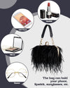 Women Ostrich Feather Tote Bag Fluffy Purse Clutch Feather Evening Handbag for Wedding Anniversary Party