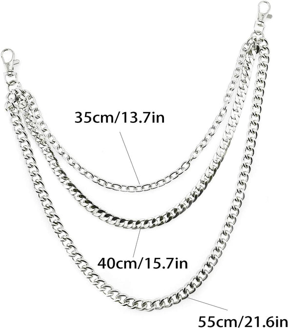 Trousers Chain, Wallet Chain Pocket Chain Belt Chain Jeans Chain with Both End Lobster Clasps for Key Wallet