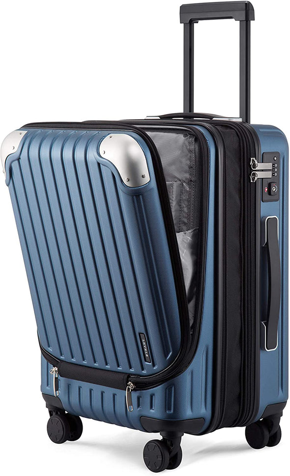 Grace Expandable Carry on Luggage Airline Approved, 20 Inch Hardside Carry on Suitcase with Wheels, Travel Harshell Spinner Small Luggage with Tsa Lock, Blue, 20-Inch Carry-On