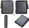 Womens Credit Card Holder Wallet Zip Leather Card Case RFID Blocking (Black)