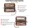 Wallet for Women Clutch RFID Blocking Leather Wristlet Purse Large Capacity Credit Card Holder with Grip Hand Strap