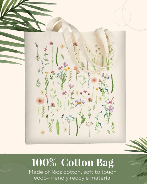 Canvas Tote Bag Aesthetic for Women, Cute Reusable Cloth Cotton Bags for Shopping Beach Grocery