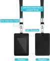 2 Pack Badge Holders, Vertical PU Leather ID Badge Card Holder with Detachable Neck Lanyard Strap and Retractable Badge Reel ID Card Holders Set