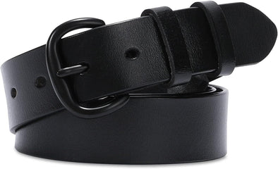 Women Leather Belt for Jeans Pants Dresses Black Ladies Waist Belt with Pin Buckle