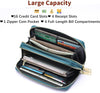 Women'S Wallet Large Capacity Double Zip around Credit Card Holder Leather Ladies Wallet with RFID Blocking Phone Wristlet Purse Teal