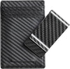 Money Clip for Men Carbon Fiber Clip Wallet Leather Slim Minimalist Card Holder RFID Blocking (Weaved Black)