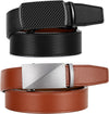 Ratchet Belt for Men - Mens Belt Leather 2 Packs with 1 3/8" Brown Black Belt in Gift Set Box - Micro Adjustable Belt