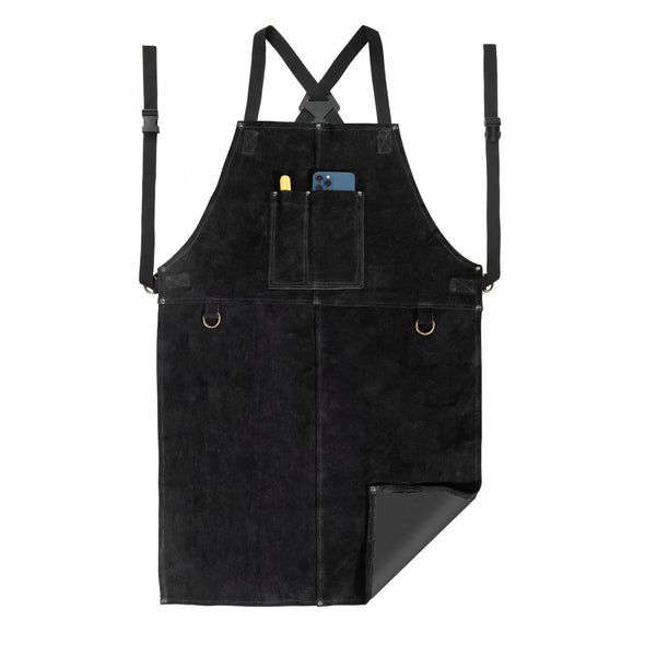 LeaSeek Cowhide Welding Work Apron, Heat Resistant & Flame Resistant adjustable Apron