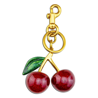 Aisity Cherry Keychain, Cherry Bag Charm Made of Glitter Resin